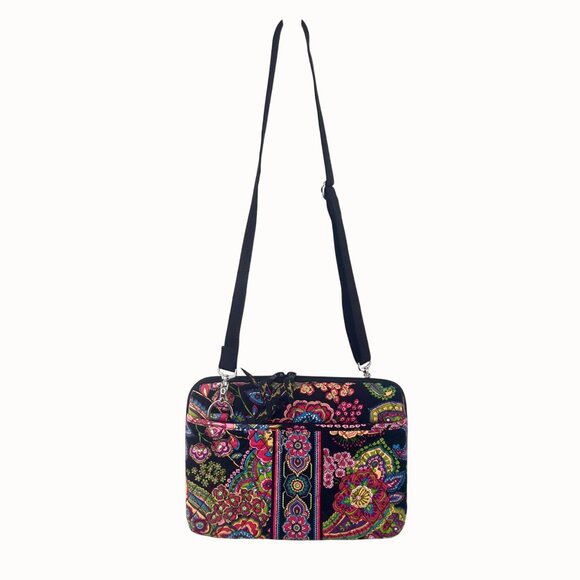 VERA BRADLEY PARISIAN PAISLEY FLORAL PRINT HARD CROSSBODY PURSE IPAD CASE W/ ADJ - Picture 4 of 5